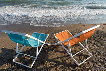 Image showing colorful beach chairs