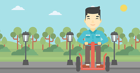 Image showing Man driving electric scooter vector illustration.