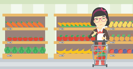 Image showing Woman with shopping list vector illustration.