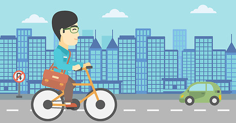 Image showing Man riding bicycle vector illustration.