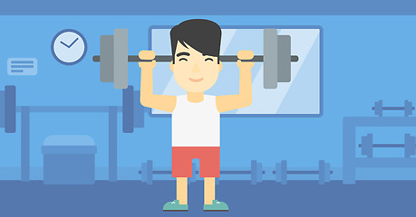 Image showing Man lifting barbell vector illustration.