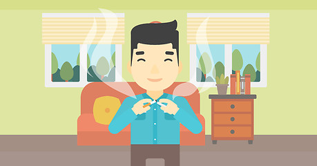 Image showing Young man quitting smoking vector illustration.