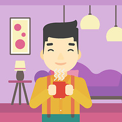 Image showing Man enjoying cup of hot coffee.