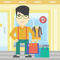 Image showing Happy man with shopping bags vector illustration.