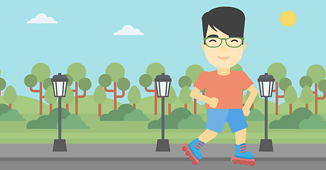 Image showing Sporty man on roller-skates vector illustration.