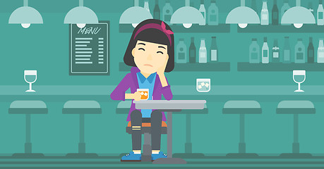 Image showing Woman drinking at the bar vector illustration.