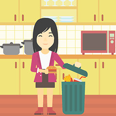 Image showing Woman throwing junk food vector illustration.