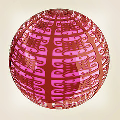 Image showing Arabic abstract glossy dark red geometric sphere and pink sphere