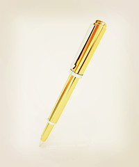 Image showing Gold corporate pen design . 3D illustration. Vintage style.