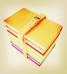 Image showing colorful real books. 3D illustration. Vintage style.