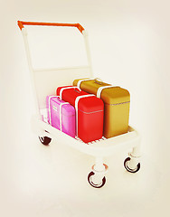 Image showing Trolley for luggage at the airport and luggage. 3D illustration.