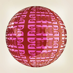 Image showing Arabic abstract glossy dark red geometric sphere and pink sphere