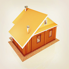 Image showing Wooden travel house or a hotel. 3D illustration. Vintage style.