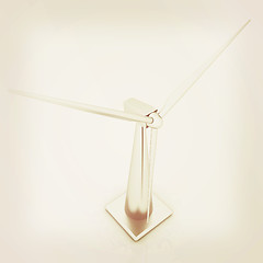 Image showing Wind turbine isolated on white . 3D illustration. Vintage style.