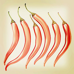 Image showing Hot chilli pepper set isolated on white background. 3D illustrat