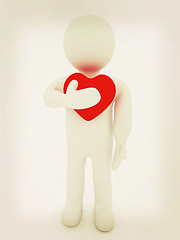 Image showing 3d man holding his hand to his heart. Concept: \