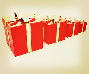 Image showing Bright christmas gifts. 3D illustration. Vintage style.