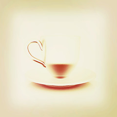 Image showing Cup on a saucer. 3D illustration. Vintage style.