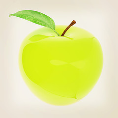 Image showing Green apple, isolated on white background . 3D illustration. Vin