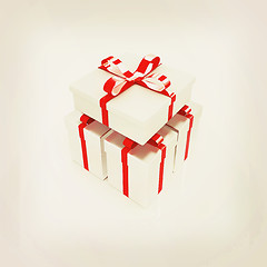 Image showing Gifts with ribbon on a white background. 3D illustration. Vintag