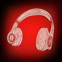 Image showing 3d model headphones. 3D illustration. Vintage style.