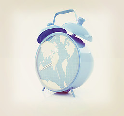 Image showing Clock of world map. 3D illustration. Vintage style.