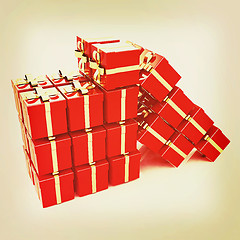 Image showing Bright christmas gifts. 3D illustration. Vintage style.