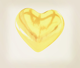 Image showing Gold heart. 3D illustration. Vintage style.