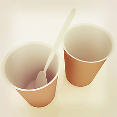 Image showing fast-food disposable tableware. 3D illustration. Vintage style.