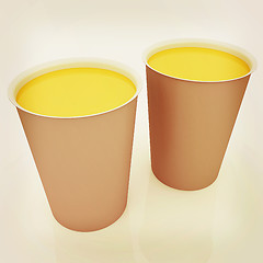 Image showing Hot drink in fast-food cap. 3D illustration. Vintage style.