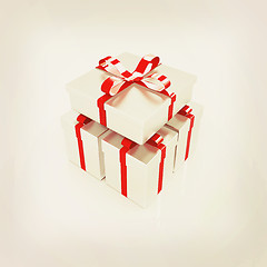 Image showing Gifts with ribbon on a white background. 3D illustration. Vintag