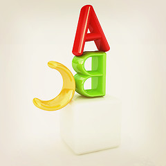 Image showing alphabet and blocks. 3D illustration. Vintage style.