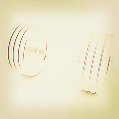 Image showing Metalll dumbbell. 3D illustration. Vintage style.