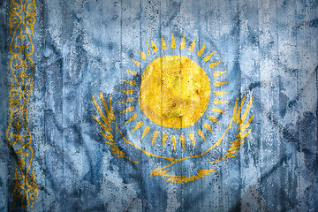 Image showing Grunge style of Kazakhstan flag on a brick wall     