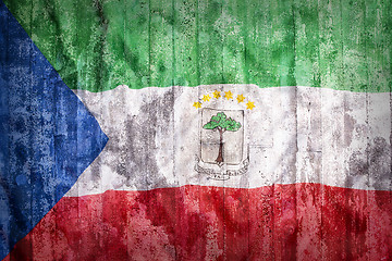 Image showing Grunge style of Equatorial Guinea flag on a brick wall  