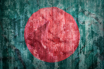 Image showing Grunge style of Bangladesh flag on a brick wall  