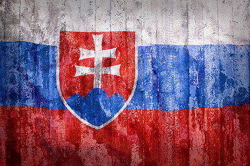 Image showing Grunge style of Slovakia flag on a brick wall