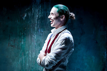 Image showing Bloody Halloween theme: crazy joker face