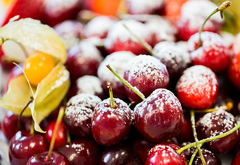 Image showing close up of dish with sugared fruit dessert