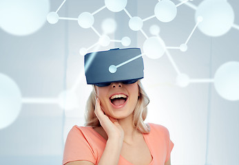 Image showing woman in virtual reality headset or 3d glasses