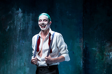 Image showing Bloody Halloween theme: crazy joker face