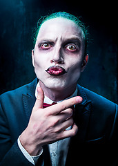 Image showing Bloody Halloween theme: crazy joker face