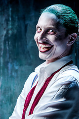 Image showing Bloody Halloween theme: crazy joker face