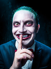 Image showing Bloody Halloween theme: crazy joker face