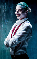 Image showing Bloody Halloween theme: crazy joker face