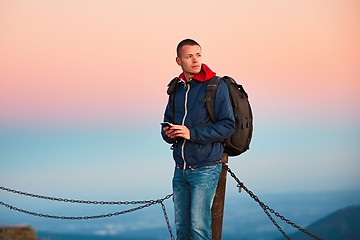 Image showing Young man on the trip.