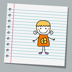 Image showing notebook paper with little girl