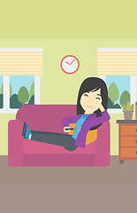 Image showing Woman lying on sofa vector illustration.