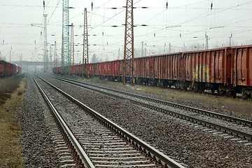 Image showing Railway Tracks and Wagons