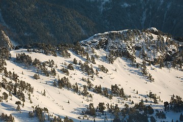 Image showing Skiing slopes from the top